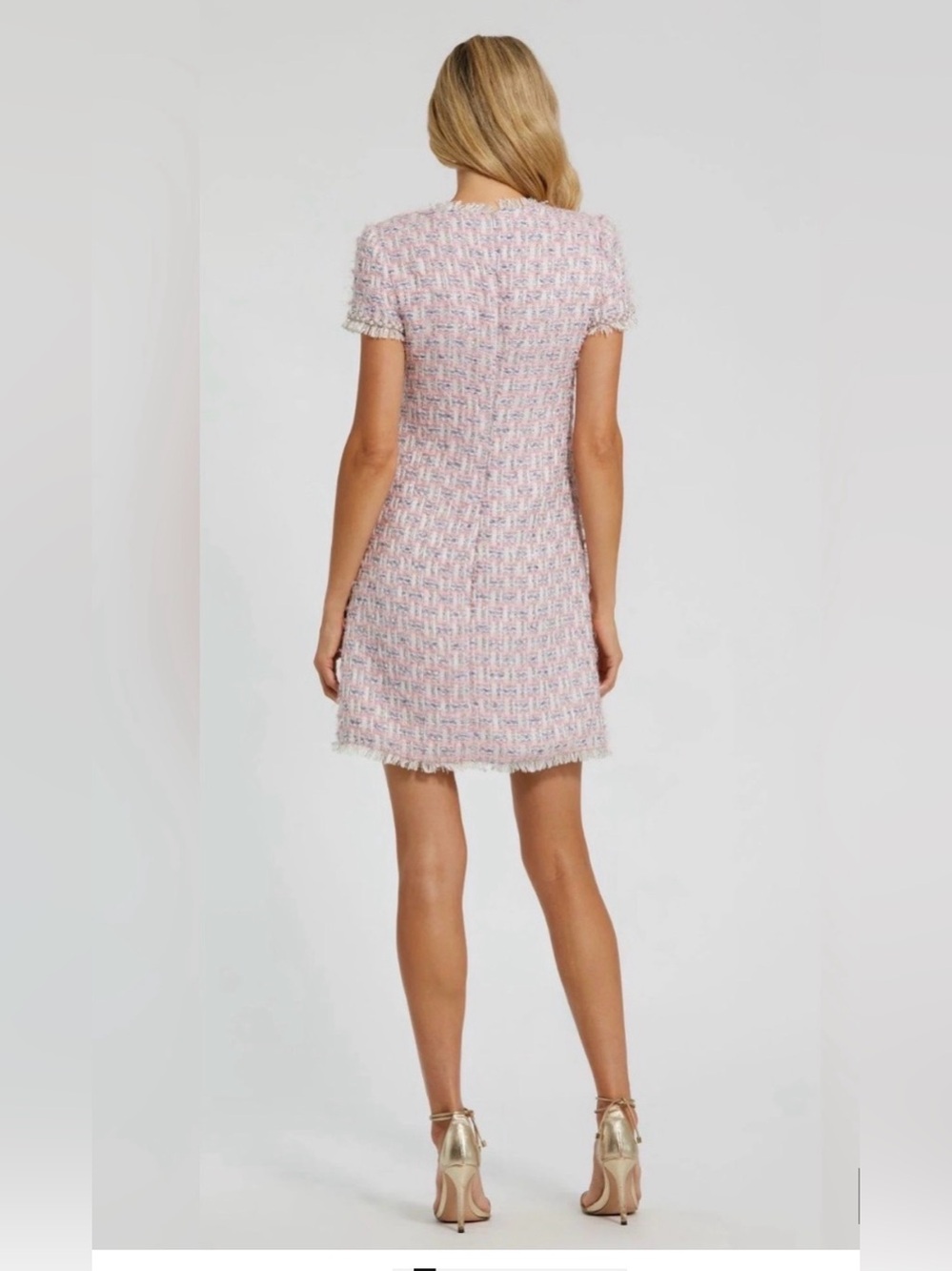 NWT Mac Duggal Pink Tweed Short-Sleeve Shift Dress in Size Small - Picture 2 of 11